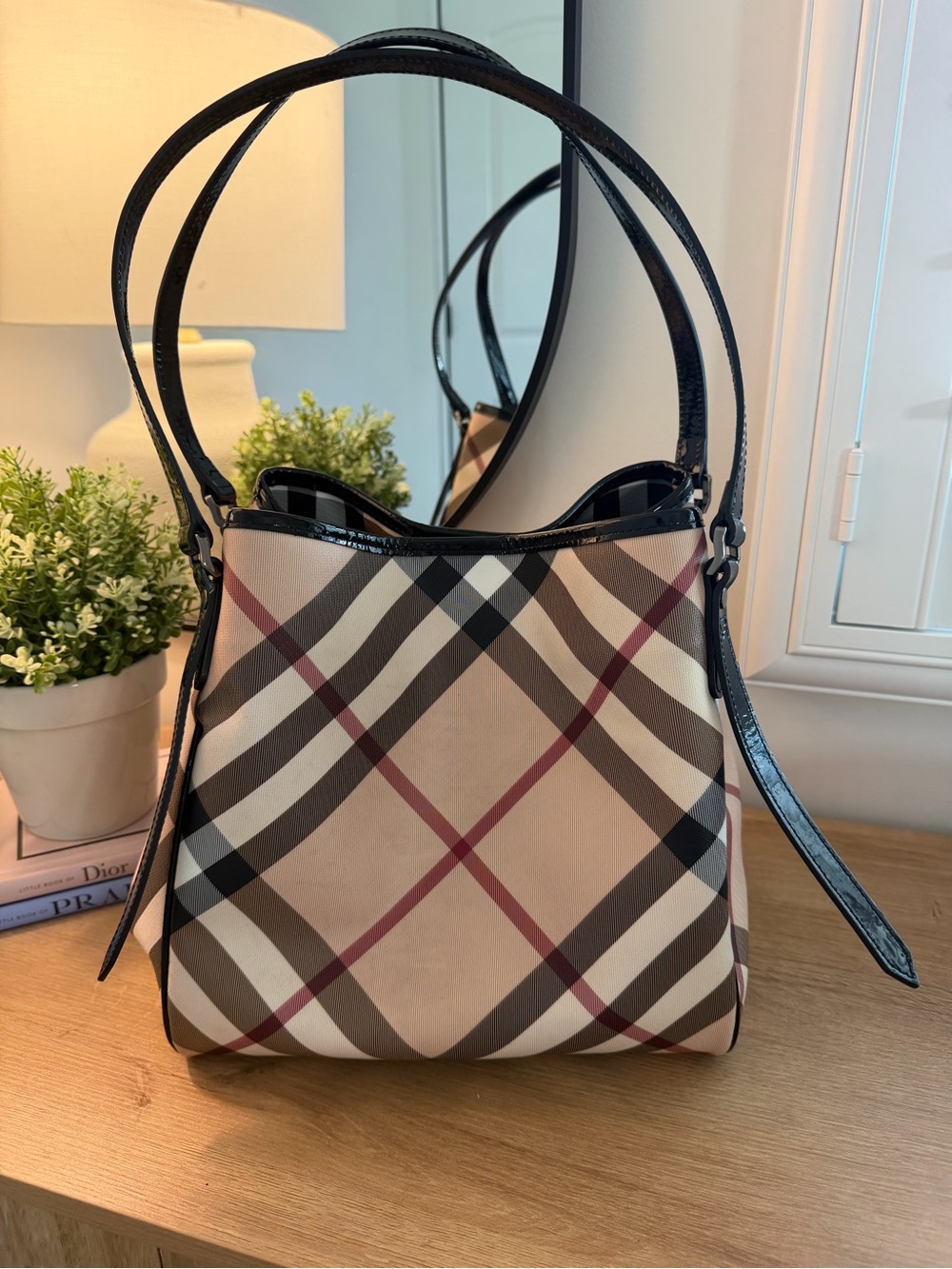 Burberry Nova Check Beige Plaid Shoulder Bag